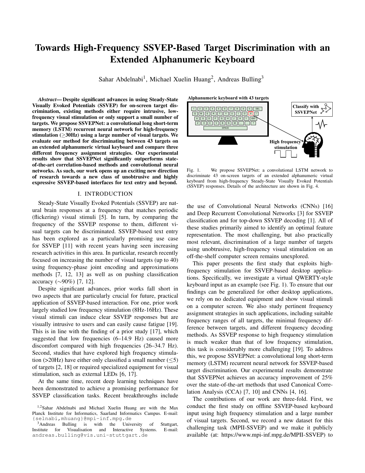 Towards High-Frequency SSVEP-Based Target Discrimination with an Extended Alphanumeric Keyboard