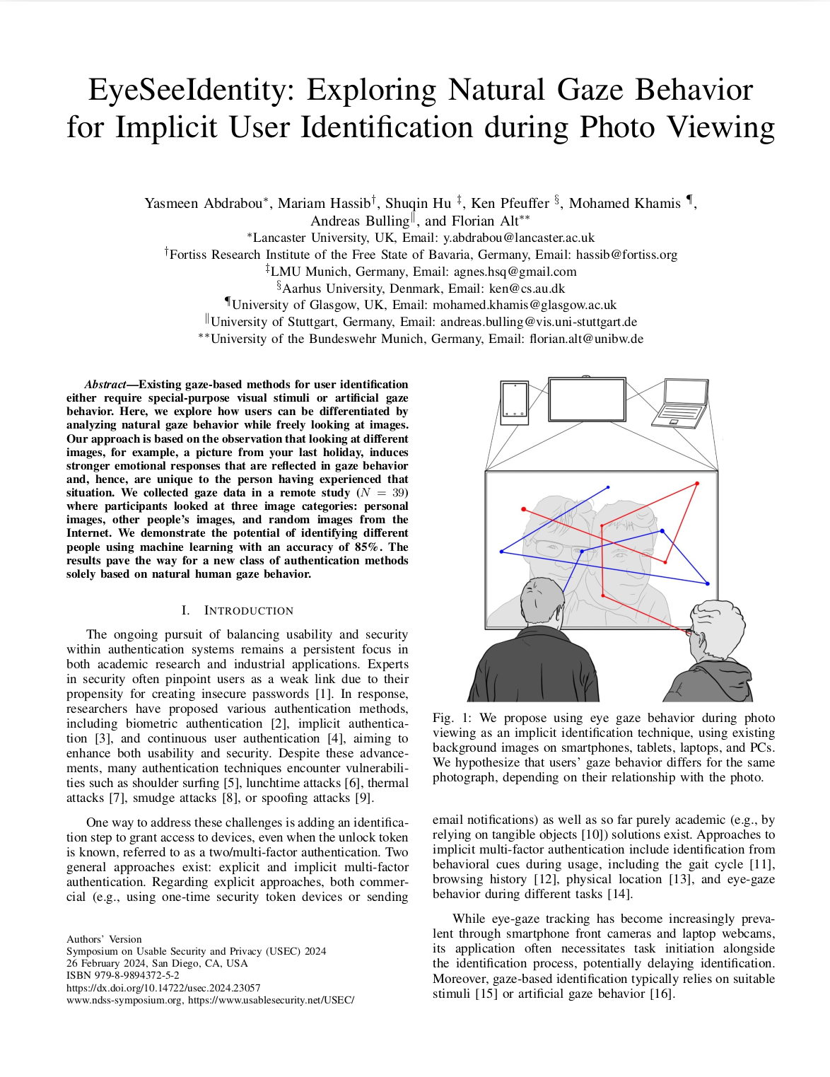 EyeSeeIdentity: Exploring Natural Gaze Behaviour for Implicit User Identification during Photo Viewing