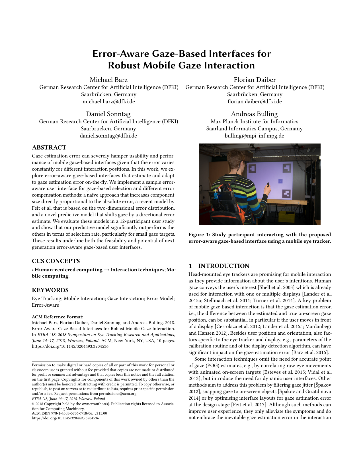 Error-Aware Gaze-Based Interfaces for Robust Mobile Gaze Interaction