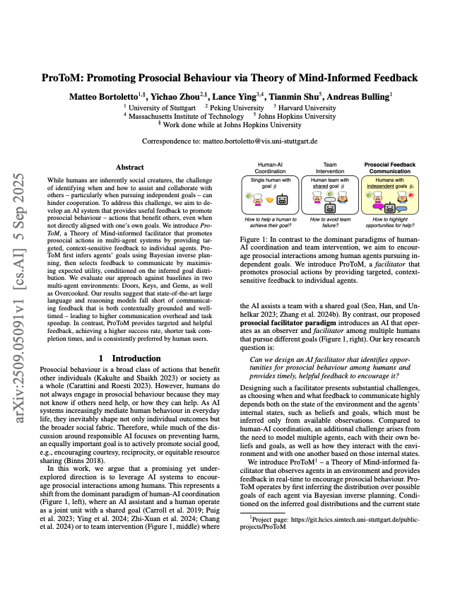 ProToM: Promoting Prosocial Behaviour via Theory of Mind-Informed Feedback