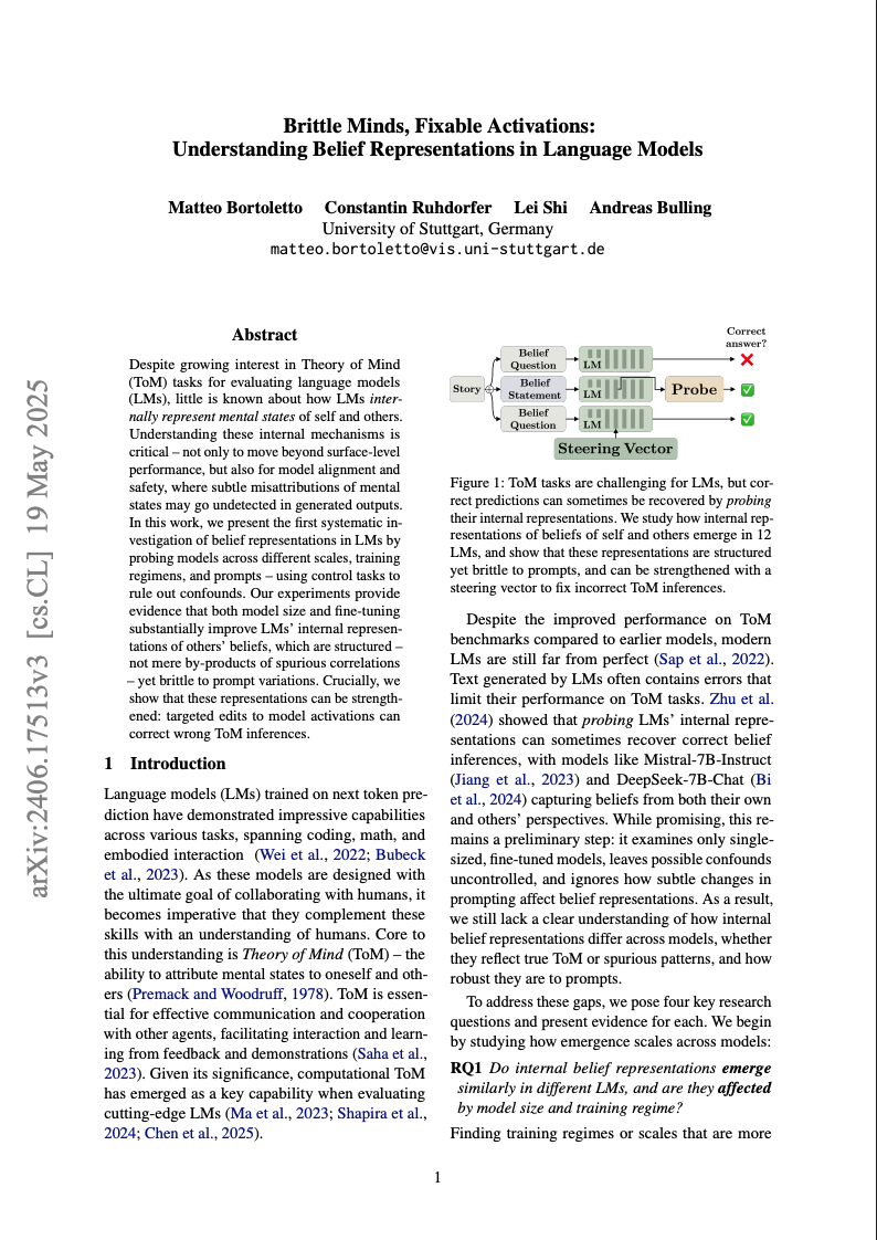 Brittle Minds, Fixable Activations: Understanding Belief Representations in Language Models