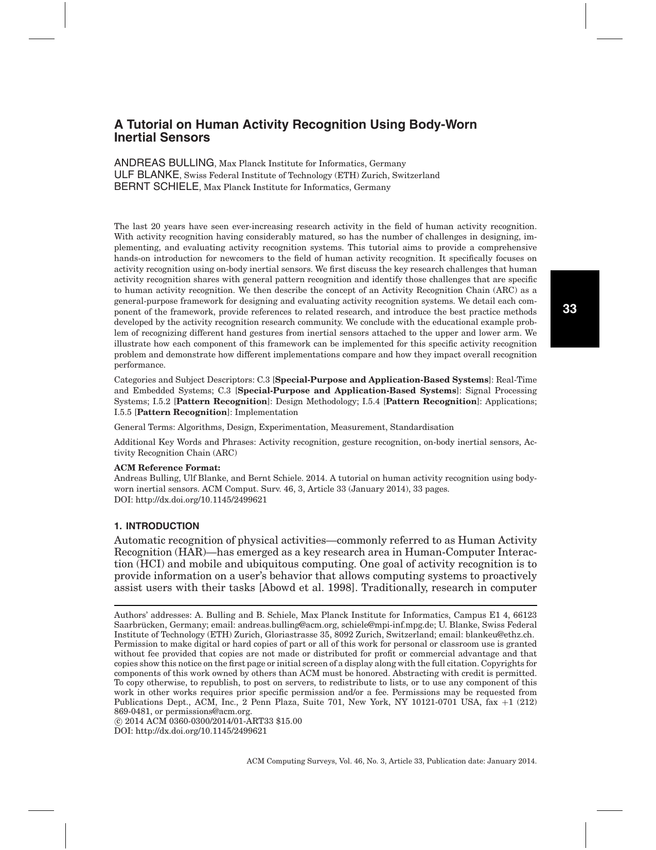 A Tutorial on Human Activity Recognition Using Body-worn Inertial Sensors