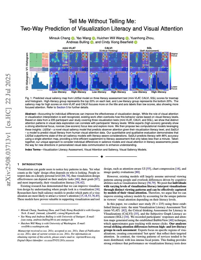 Tell Me Without Telling Me: Two-Way Prediction of Visualization Literacy and Visual Attention