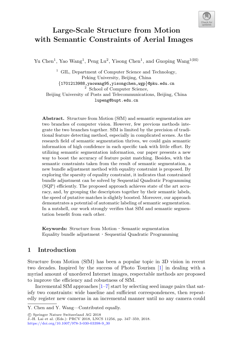 Large-Scale Structure from Motion with Semantic Constraints of Aerial Images