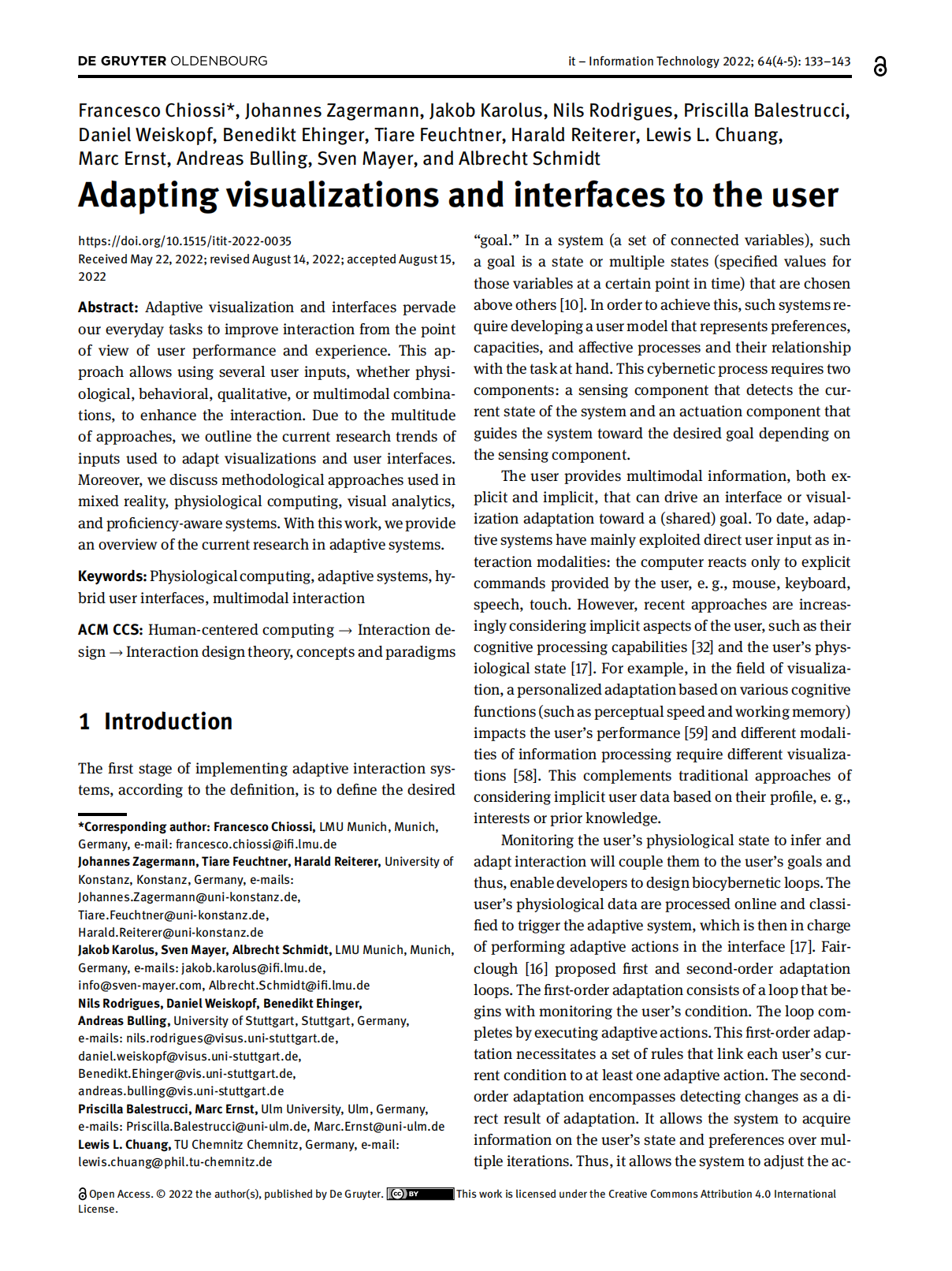 Adapting visualizations and interfaces to the user