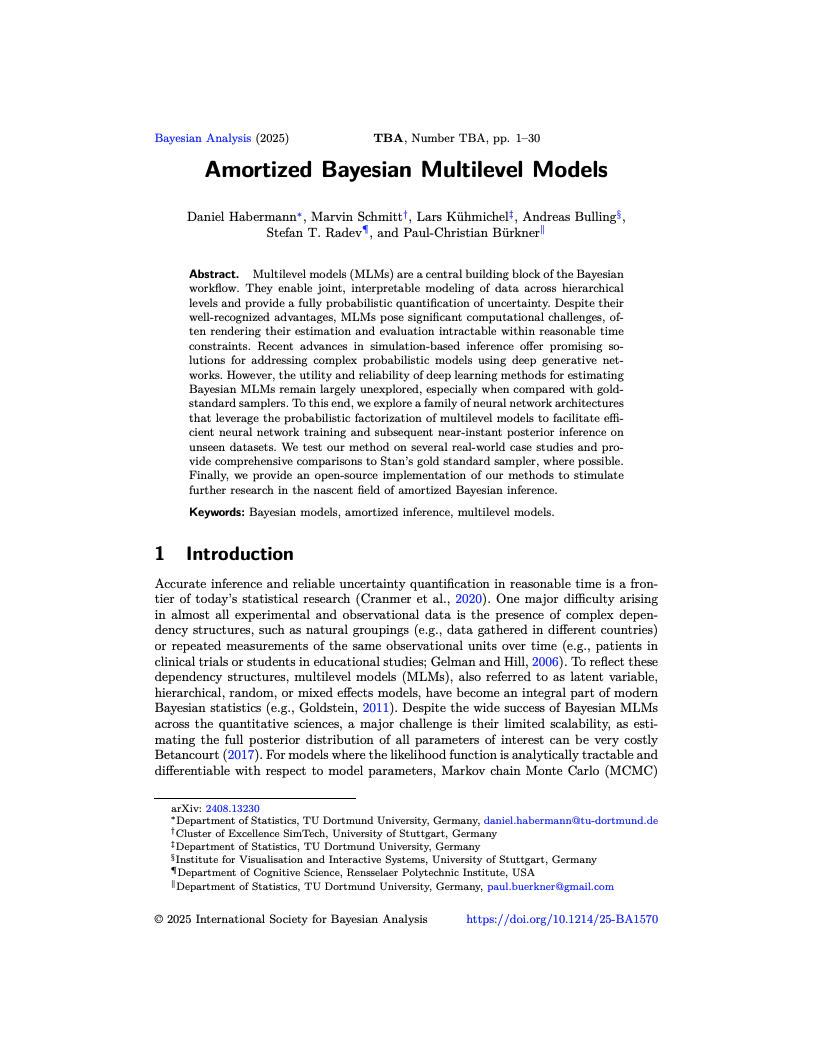Amortized Bayesian Multilevel Models
