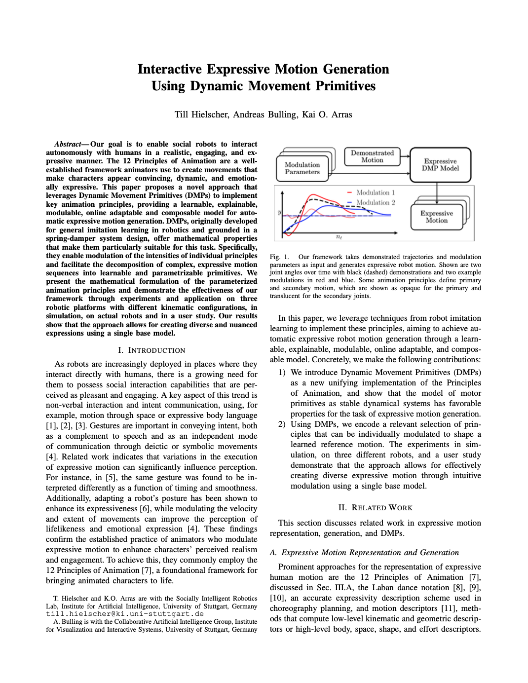 Interactive Expressive Motion Generation Using Dynamic Movement Primitives