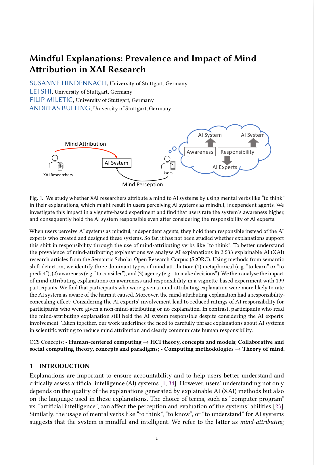 Mindful Explanations: Prevalence and Impact of Mind Attribution in XAI Research