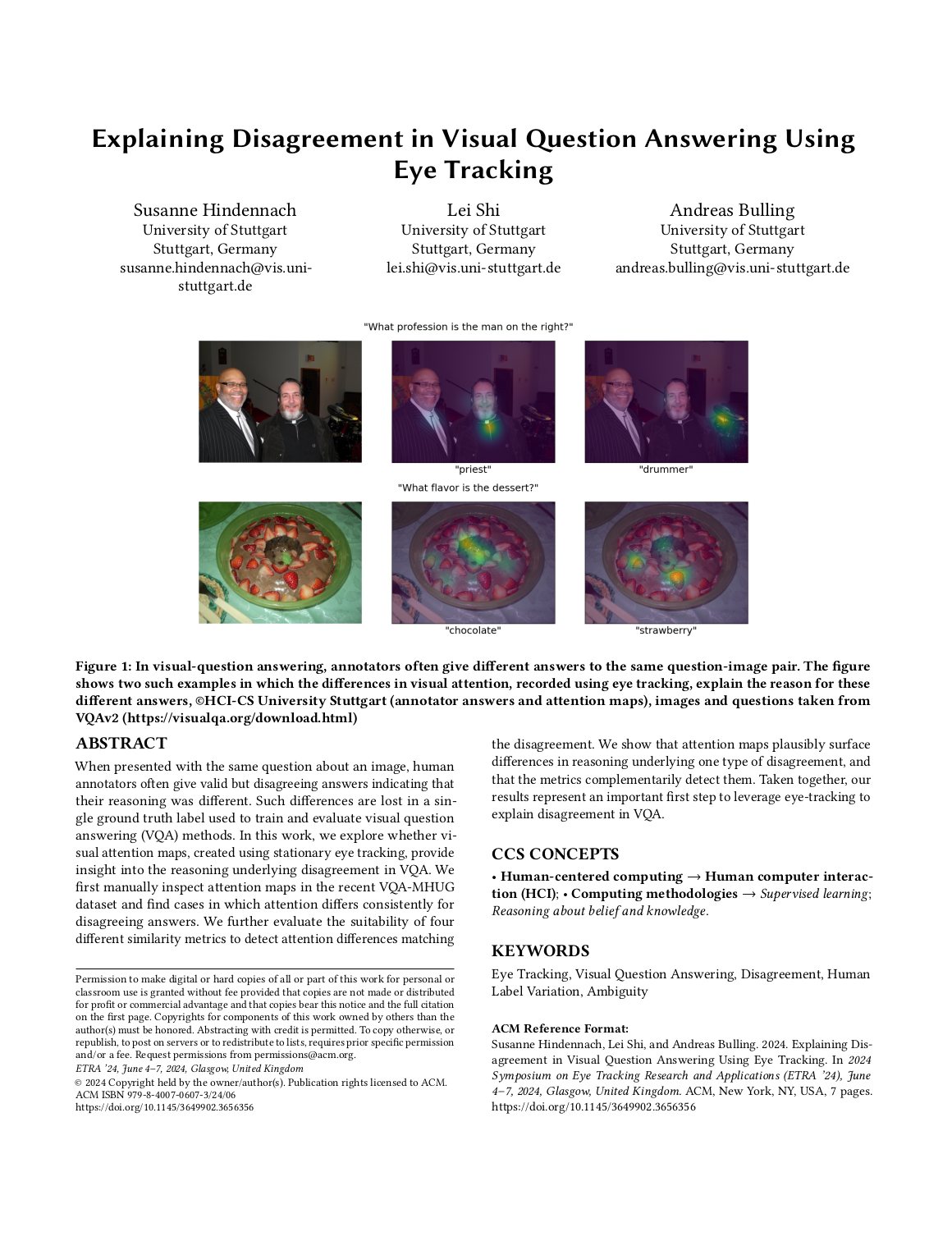 Explaining Disagreement in Visual Question Answering Using Eye Tracking