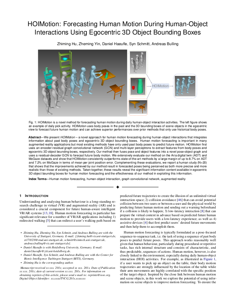 HOIMotion: Forecasting Human Motion During Human-Object Interactions Using Egocentric 3D Object Bounding Boxes