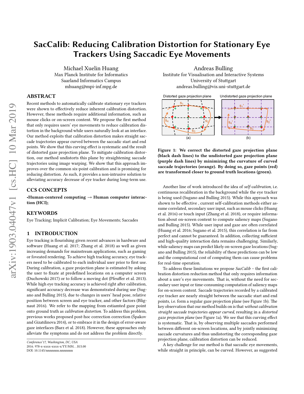 SacCalib: Reducing Calibration Distortion for Stationary Eye Trackers Using Saccadic Eye Movements