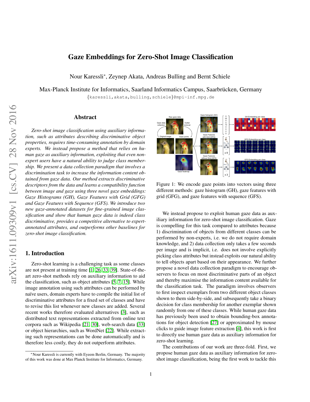 Gaze Embeddings for Zero-Shot Image Classification