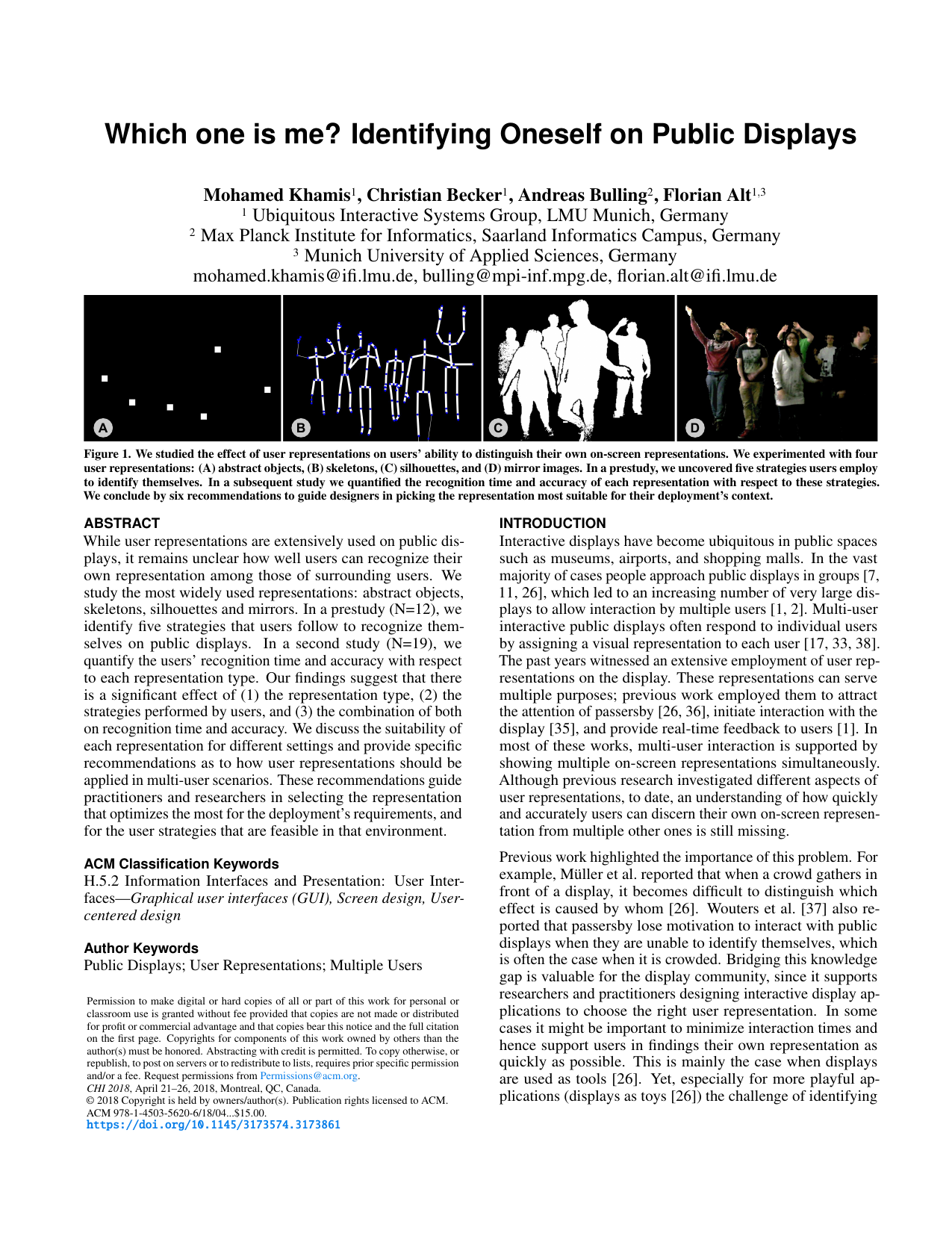 Which one is me? Identifying Oneself on Public Displays