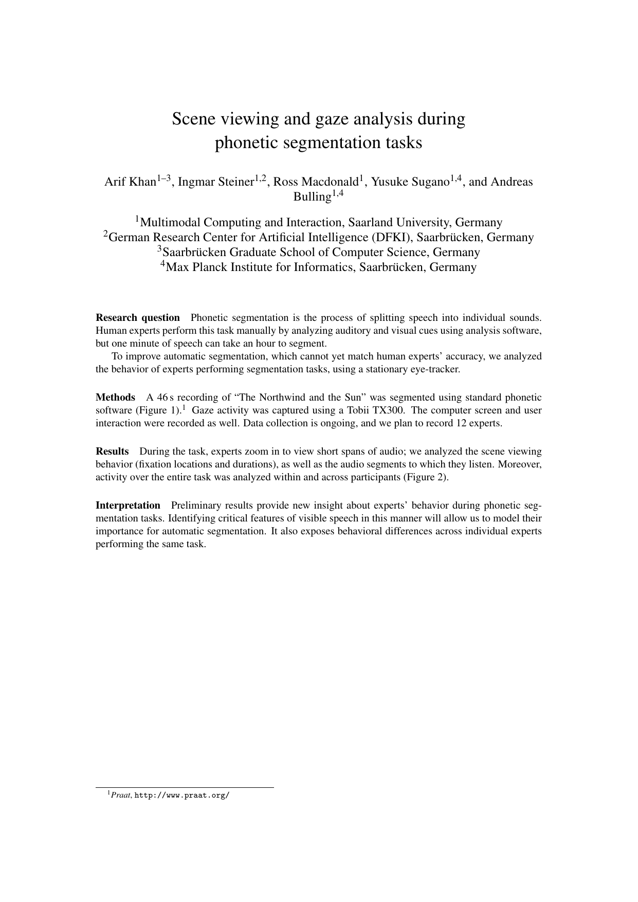 Scene viewing and gaze analysis during phonetic segmentation tasks