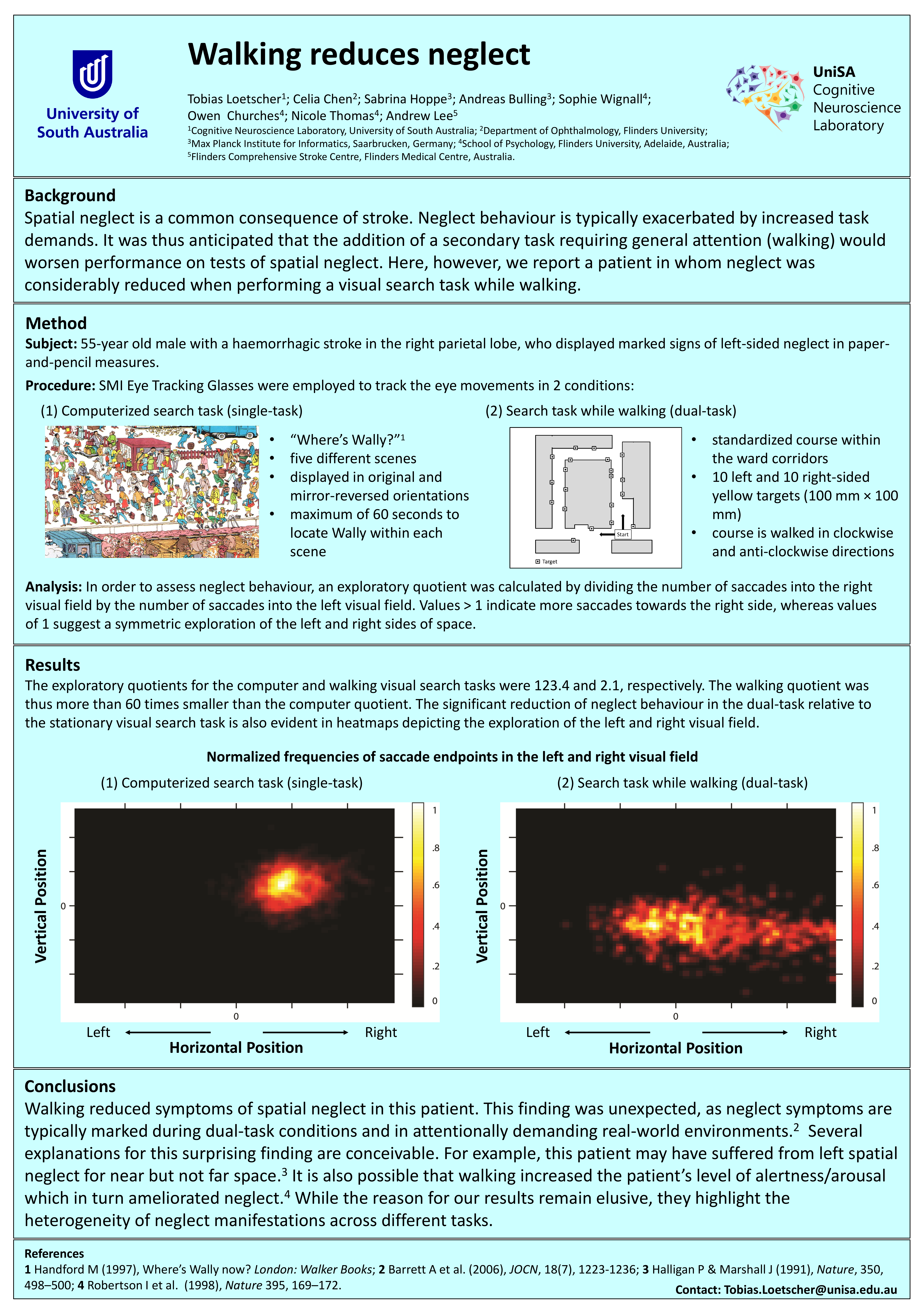 Walking reduces spatial neglect