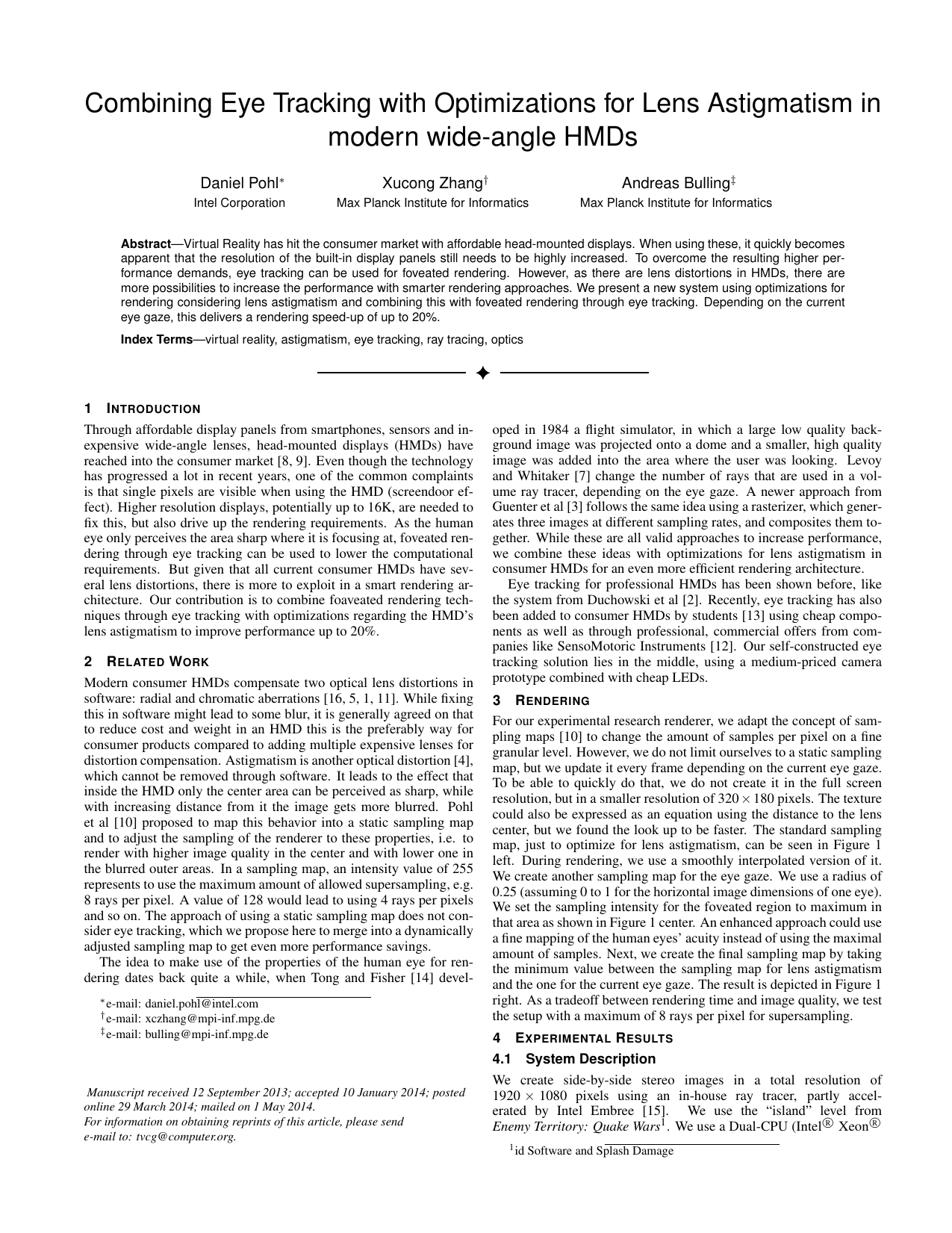 Combining Eye Tracking with Optimizations for Lens Astigmatism in Modern Wide-Angle HMDs