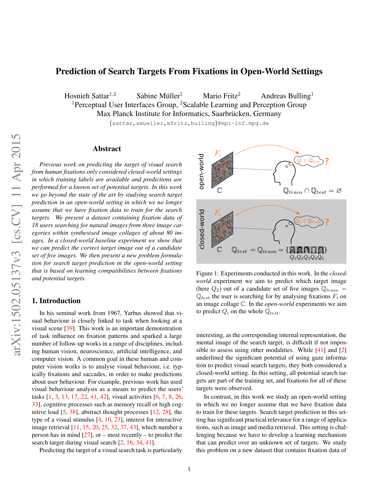 Prediction of Search Targets From Fixations in Open-world Settings