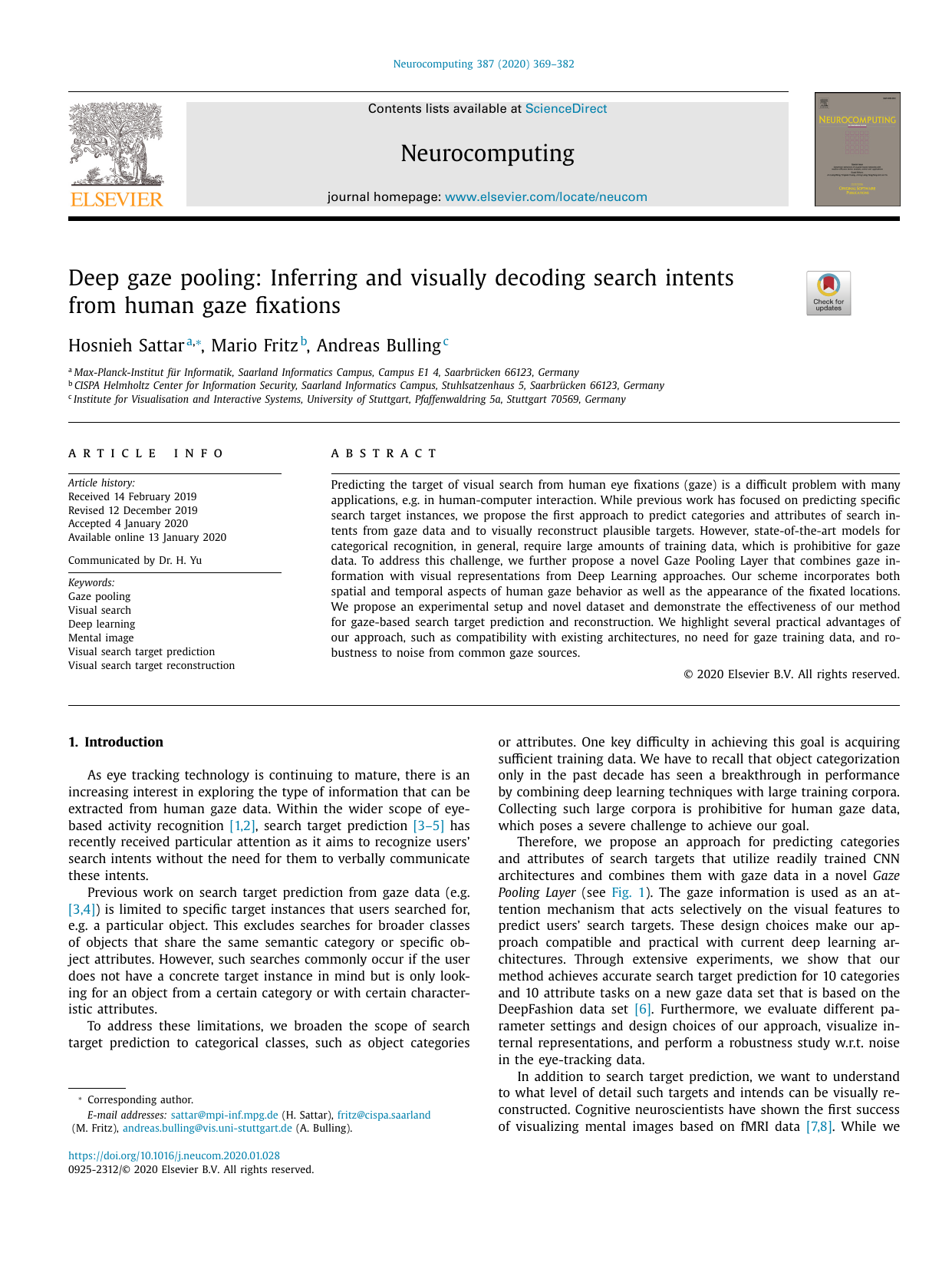 Deep Gaze Pooling: Inferring and Visually Decoding Search Intents From Human Gaze Fixations