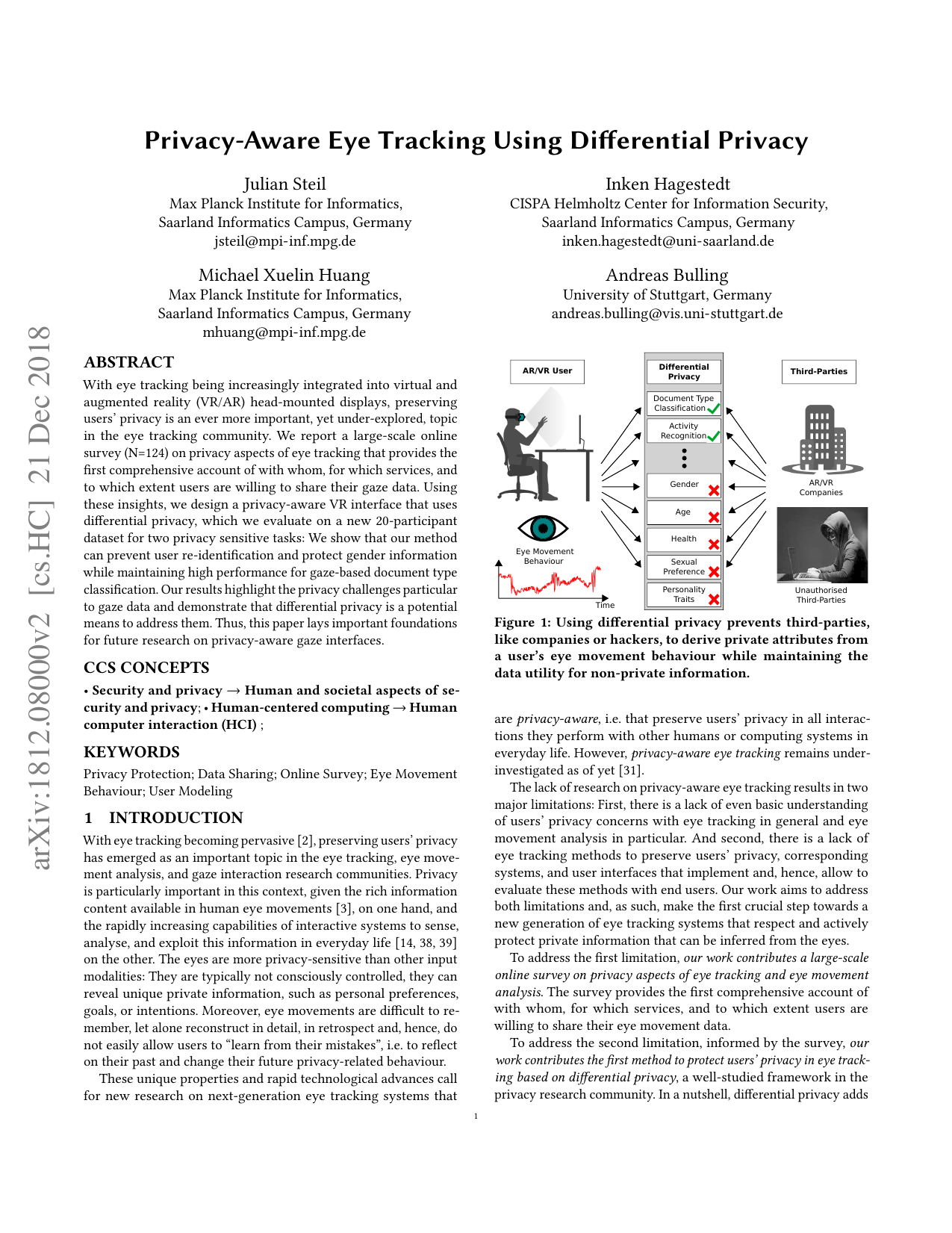 Privacy-Aware Eye Tracking Using Differential Privacy