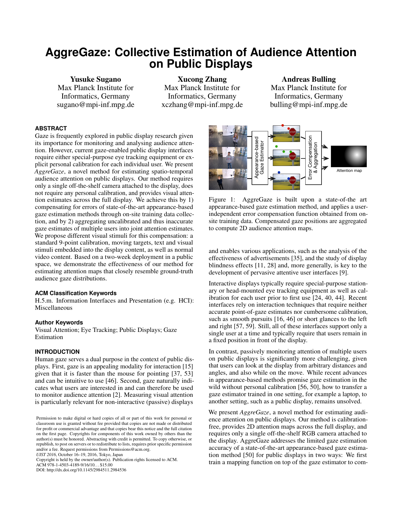 AggreGaze: Collective Estimation of Audience Attention on Public Displays