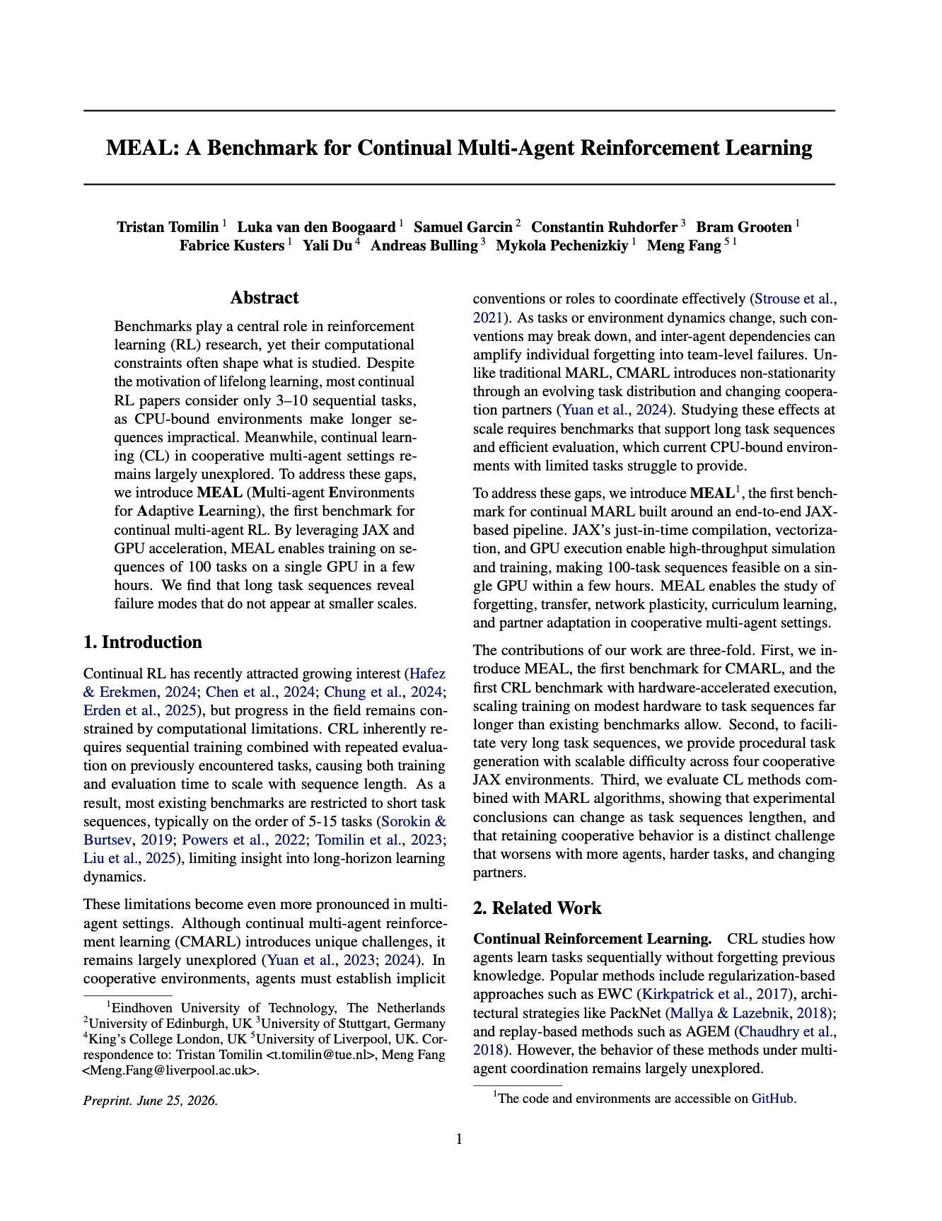 MEAL: A Benchmark for Continual Multi-Agent Reinforcement Learning
