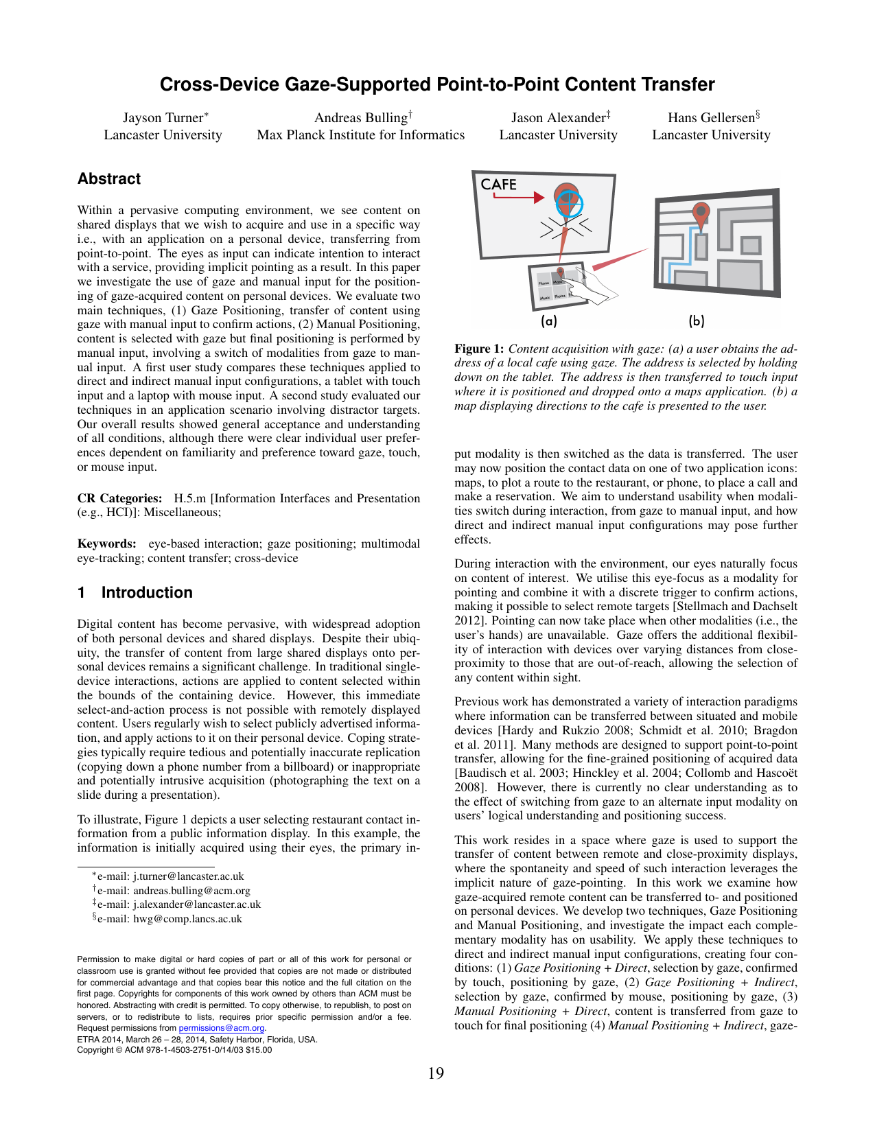 Cross-Device Gaze-Supported Point-to-Point Content Transfer