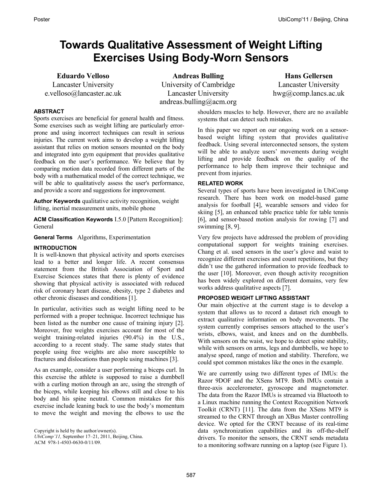 Towards Qualitative Assessment of Weight Lifting Exercises Using Body-Worn Sensors