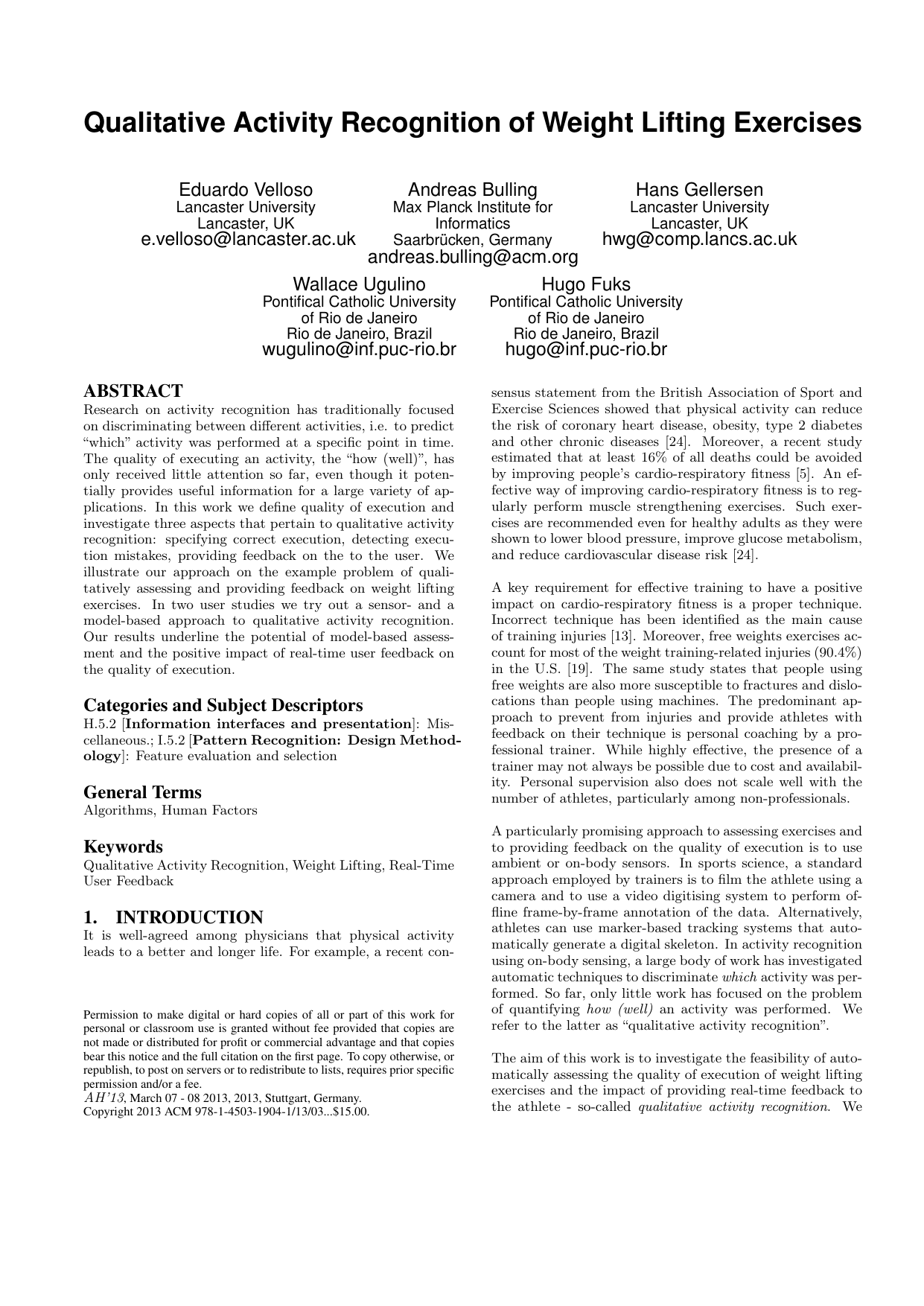 Qualitative Activity Recognition of Weight Lifting Exercises