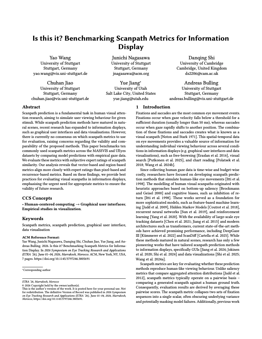 Is This It? Benchmarking Scanpath Metrics for Information Display