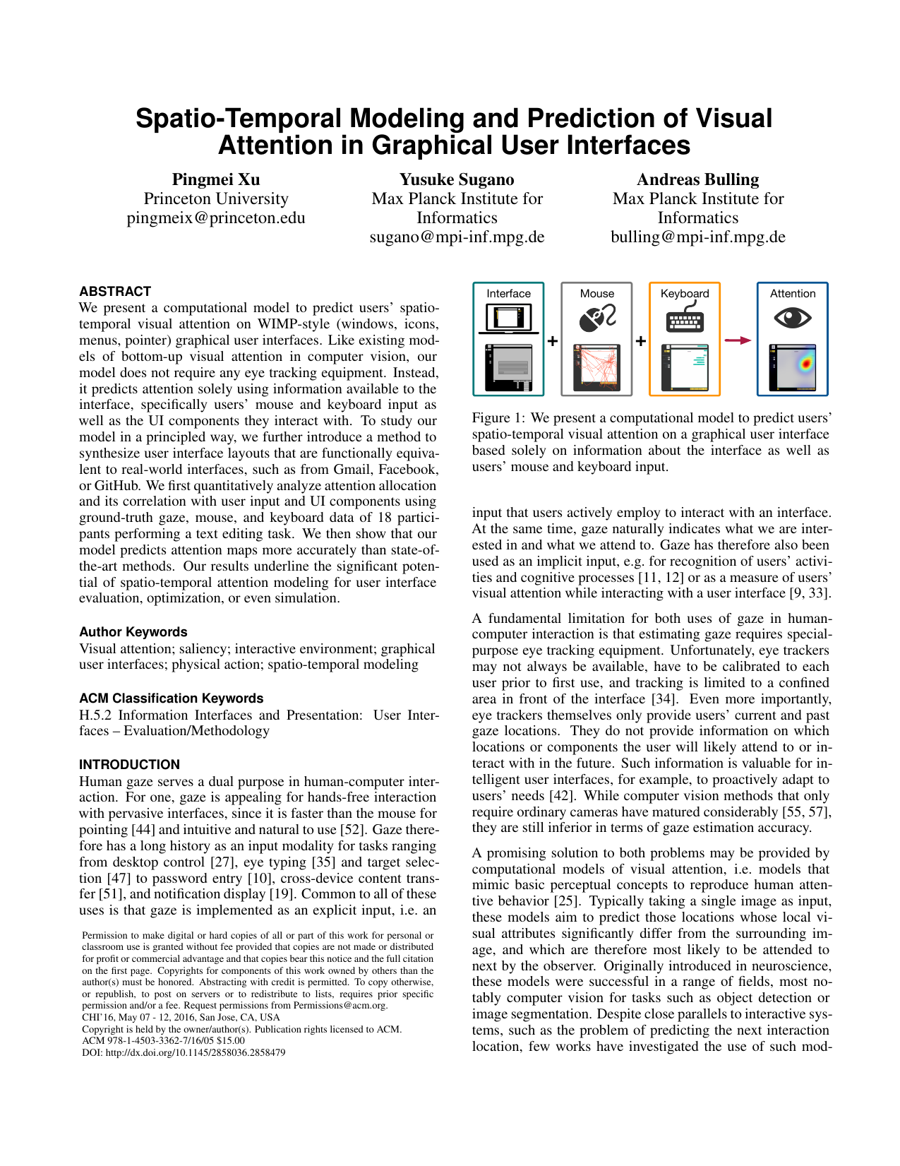 Spatio-Temporal Modeling and Prediction of Visual Attention in Graphical User Interfaces