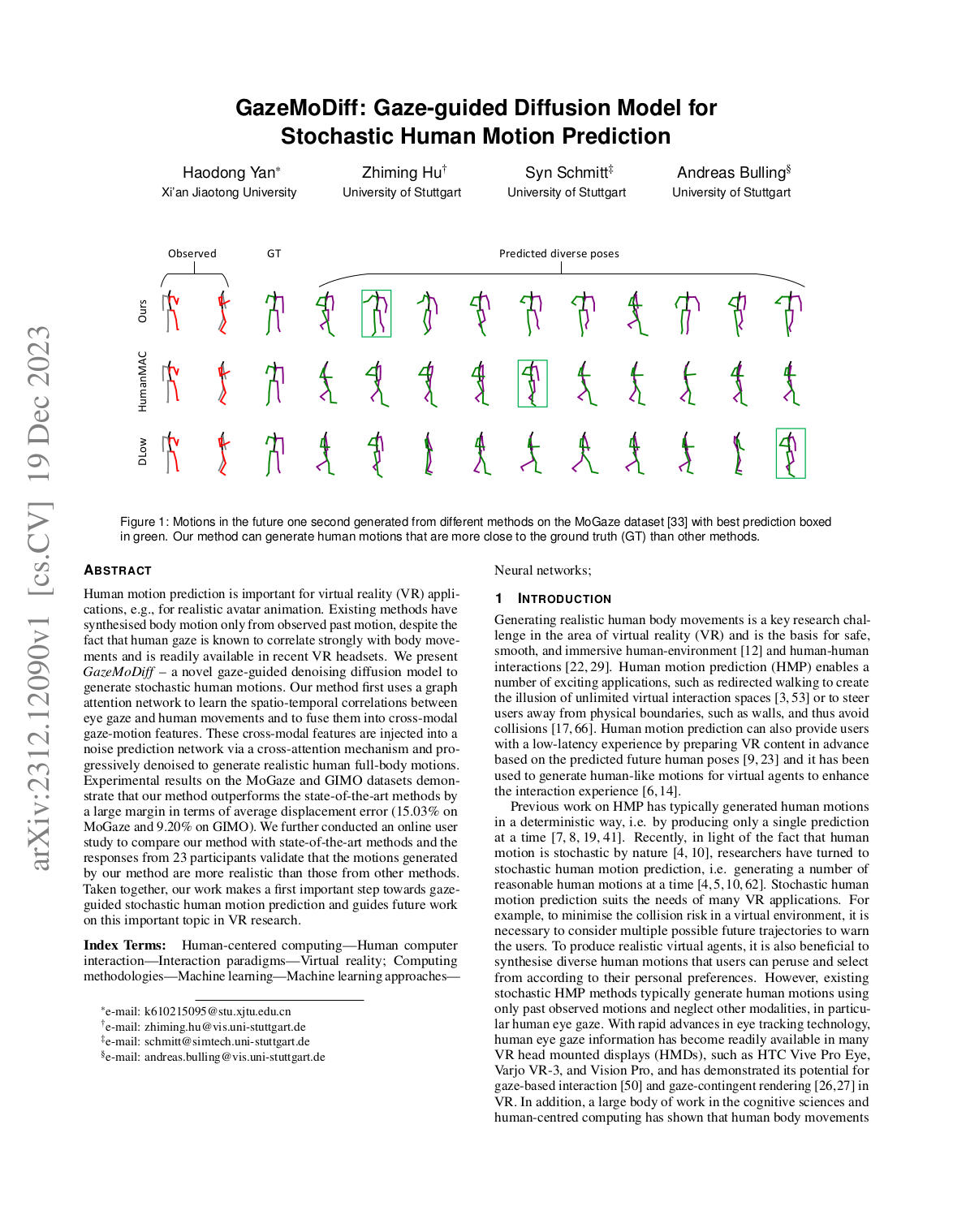 GazeMoDiff: Gaze-guided Diffusion Model for Stochastic Human Motion Prediction