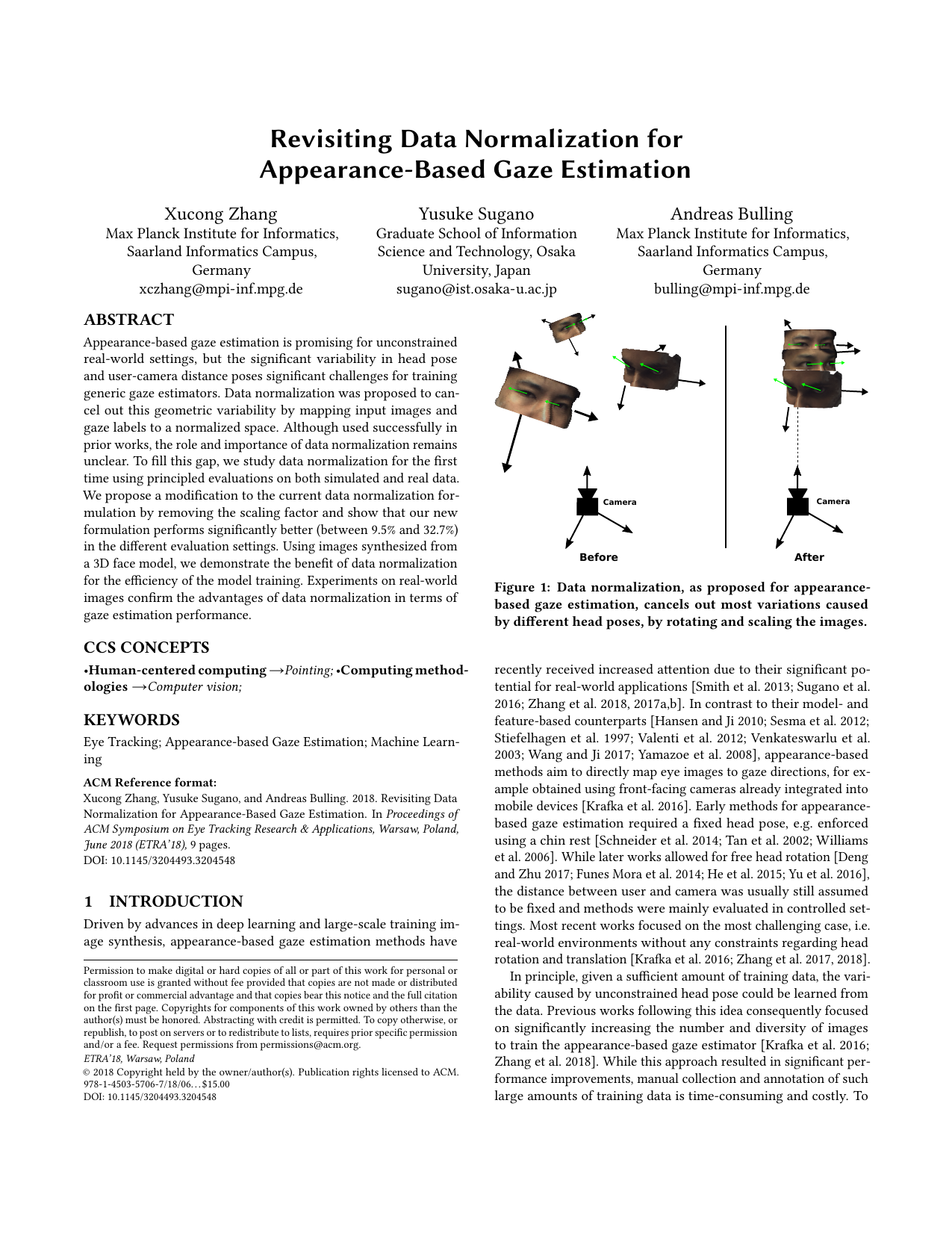 Revisiting Data Normalization for Appearance-Based Gaze Estimation