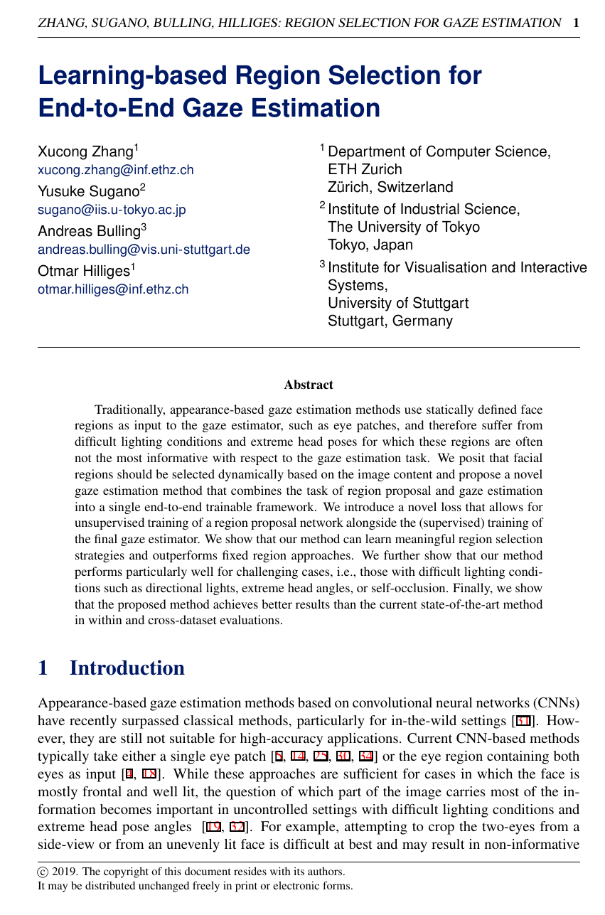 Learning-based Region Selection for End-to-End Gaze Estimation